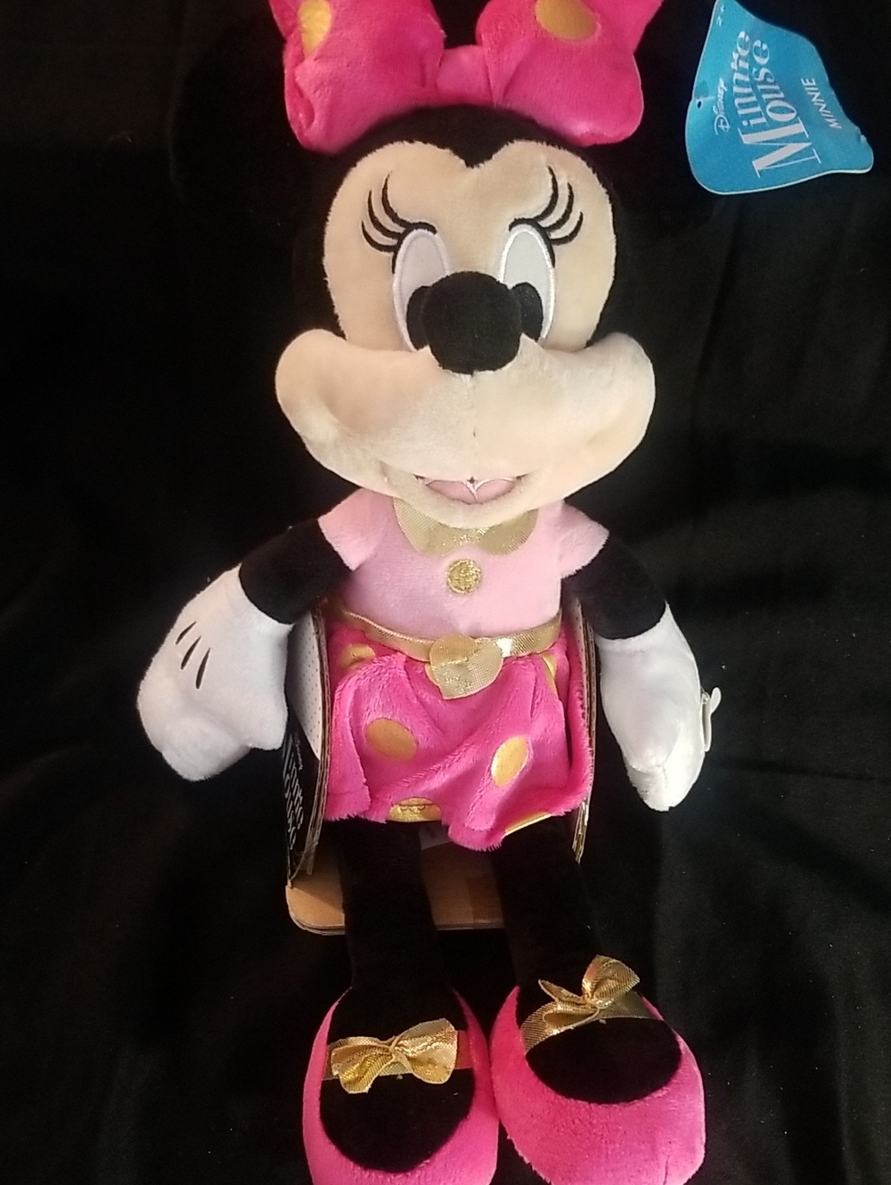 Disney Minnie Mouse Pink and Gold Polka Dot Plush